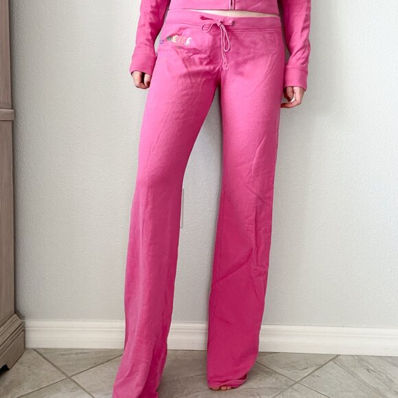 RARE Vintage Y2K Juicy Couture Pink Hooded Zip-Up Jacket + Matching Sweatpants - Picture 7 of 16